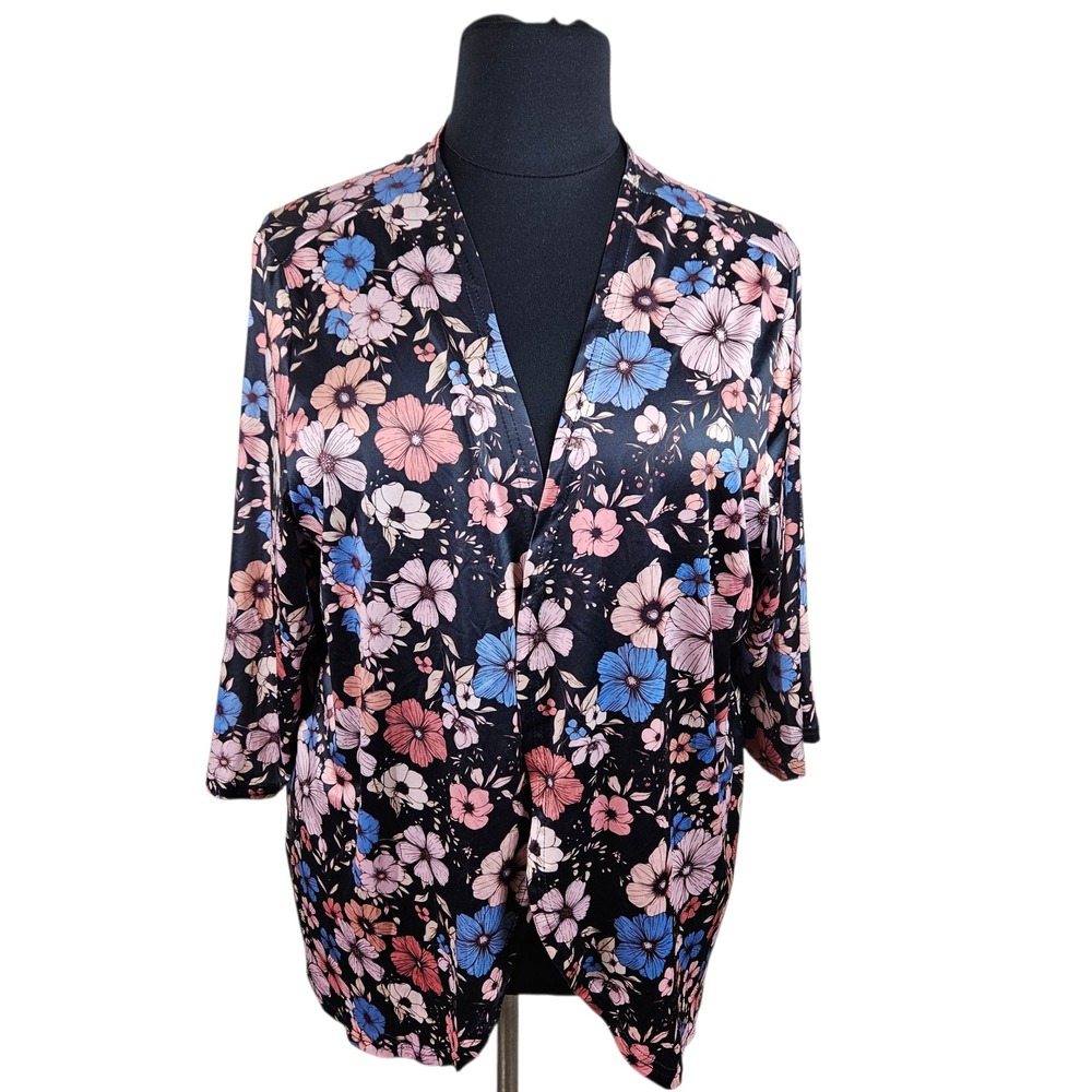 Emery Rose 4XL Floral Kimono Open Front Womens Plus Size‎ Duster Cardigan